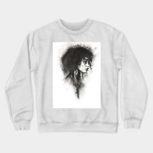 charcoal drawing of a girl with curls Crewneck Sweatshirt